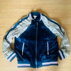 H&M satin embroidered bomber jacket